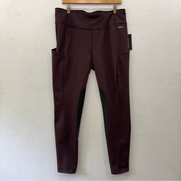 Kerrits Fleece Lite II Knee Patch Tight Women's XL Vineyard Maroon USA Made NWT - Picture 6 of 9